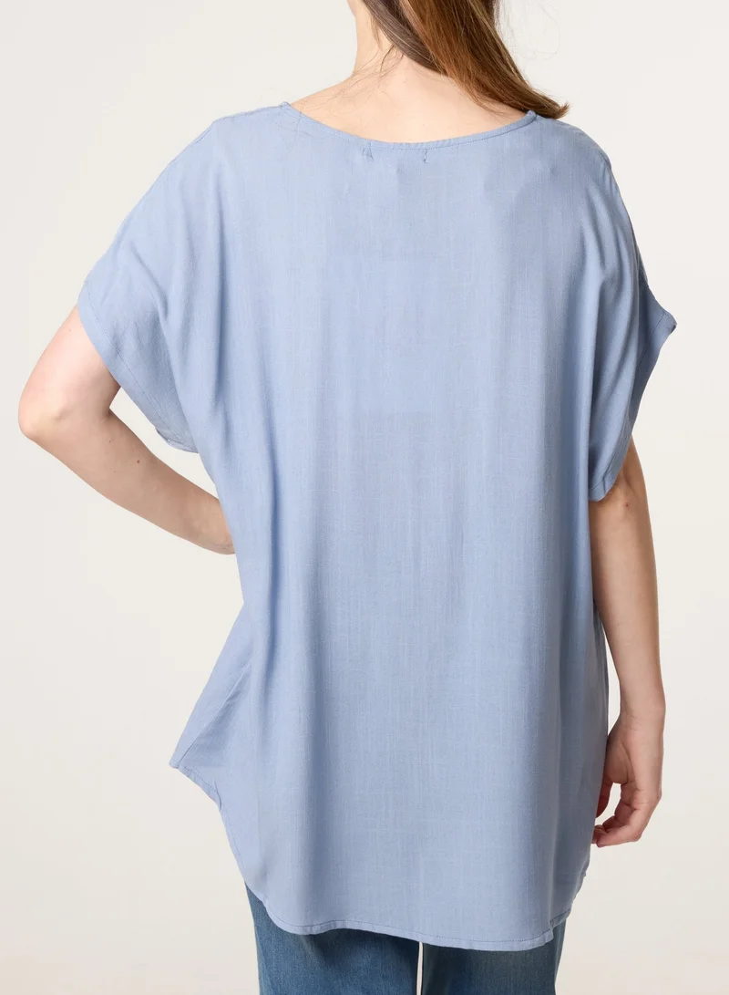بلو فانيلا Short-Sleeve Tunic Top